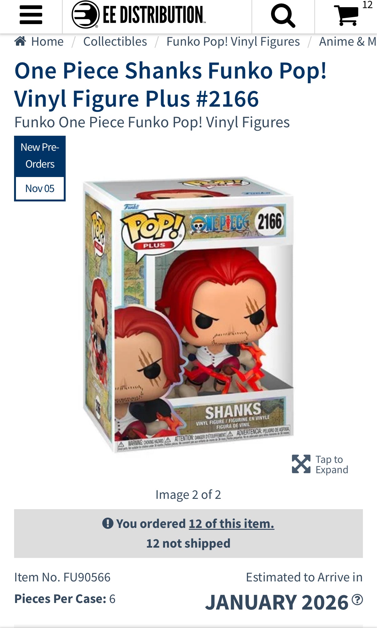 Preorder: One Piece – Shanks #2166 Pop! Plus